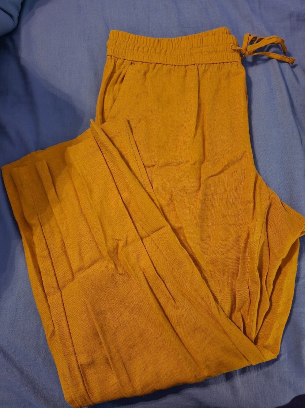 Ann Taylor Factory Mustard Yellow Elastic Waist Linen Pants